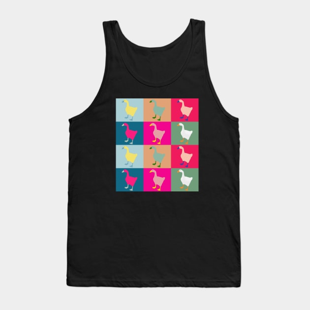 Multi-Colored Warhol Style Geese Tank Top by OnlyGeeses